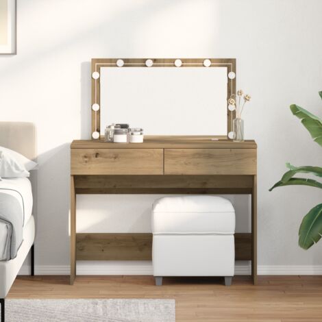 Dressing Table with LED Artisan Oak 100x40x120 cm vidaXL