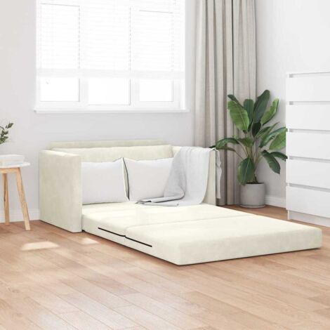 Sofa Bed Cream 124 x 204 x 61 cm Velvet vidaXL