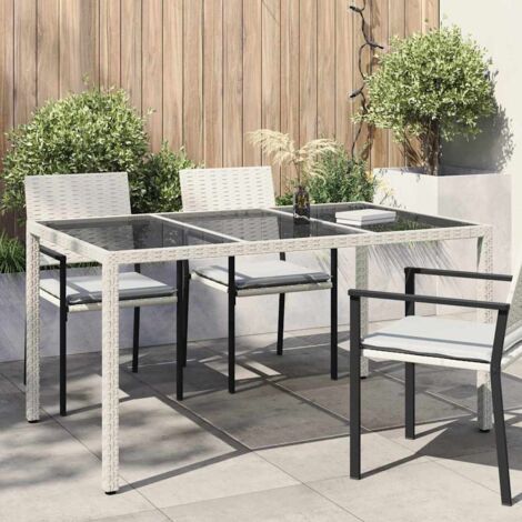 Garden Dining Table White 150 x 90 x 75 cm Poly rattan vidaXL