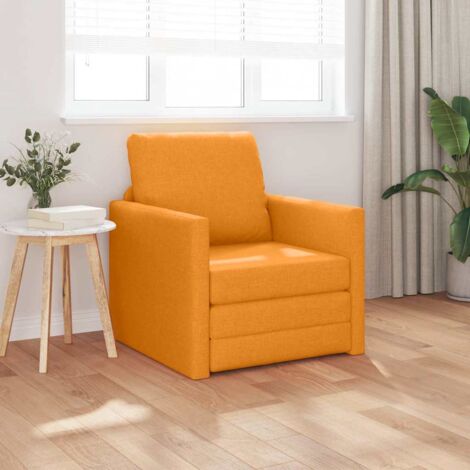 Floor Sofa Bed with Cushion Dark yellow 74 x 77 x 81 cm Fabric vidaXL