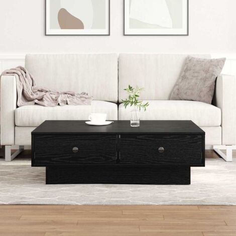 Coffee Table Black oak Engineered wood 90 x 90 x 28 cm vidaXL