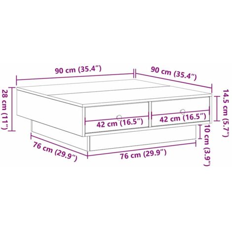 Coffee Table Black oak Engineered wood 90 x 90 x 28 cm vidaXL