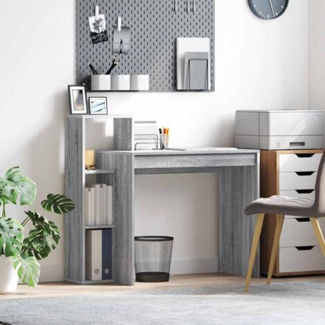 Desk with Shelf Grey sonoma 100 x 40 x 90 cm Engineered wood vidaXL