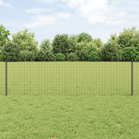 Embedded Fence Post 11 pcs Grey 100 cm Powder-Coated Steel vidaXL
