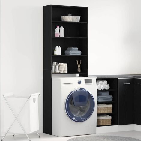 Washing Machine Cabinet Black Oak 64 x 24 x 190 cm vidaXL