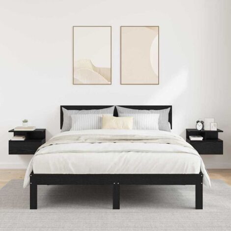 Floating Nightstand with Drawer 2 pcs Black oak 40 x 31 x 27 cm vidaXL