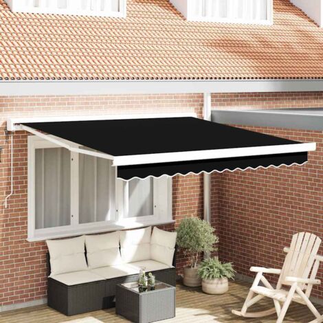 Retractable Awning Black 350 x 250 cm Fabric and Metal vidaXL (1/5)