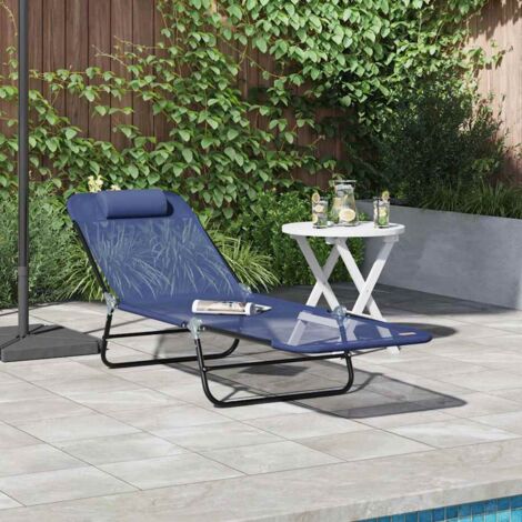 Folding Sun Lounger Folding Navy 182 x 55 x 85.5cm Textilene vidaXL (1/5)