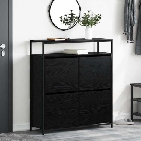Shoe Cabinet Black oak 100 x 34 x 112 cm Engineered wood vidaXL (1/5)