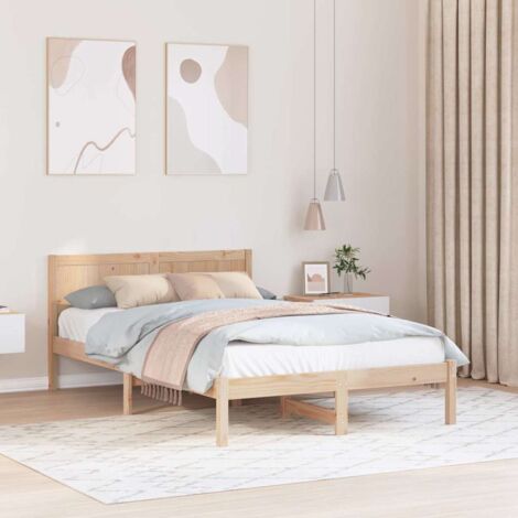 Bed Frame Brown 140 x 190 cm Solid Pine wood vidaXL (1/5)