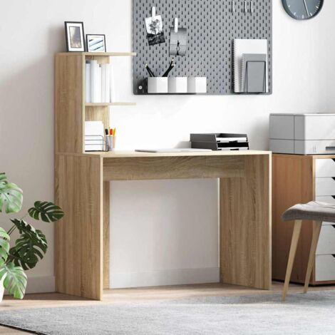 Desk with Shelf Sonoma oak 102 x 50 x 124 cm Engineered wood vidaXL (1/5)