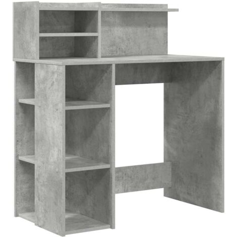 Desk with Storage with Shelf Concrete grey 90 x 48 x 101.5 cm vidaXL