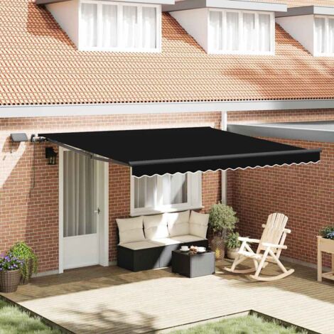 Retractable Awning Black 400 x 300 cm Fabric and Aluminium vidaXL (1/5)