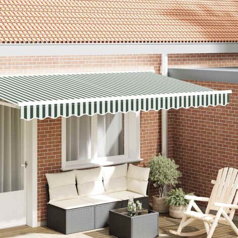 Awning Valance Green and white 3.8 x 0.2 m Canvas vidaXL