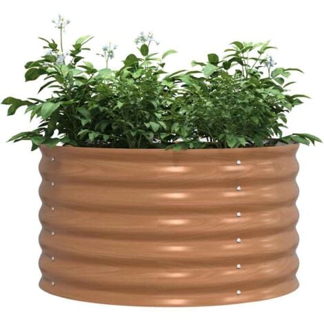 Raised Garden Bed Brown with Wood Look 80x80x44 cm Steel vidaXL