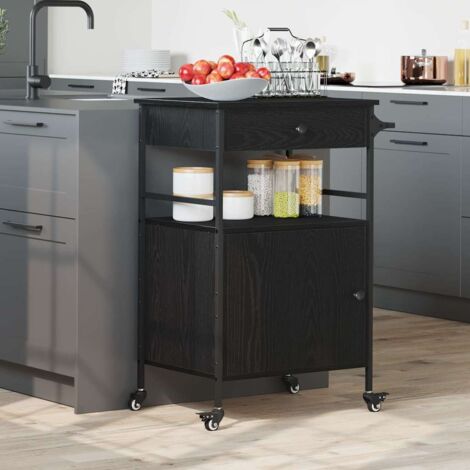 Kitchen Trolley Black Oak 56 x 43 x 89.5 cm Engineered wood vidaXL