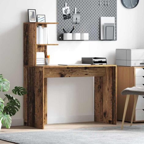 Desk with Shelf Old wood 102 x 50 x 124 cm Engineered wood vidaXL (1/5)