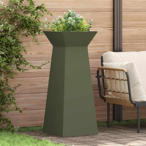 Pillar Planter 2 pcs Olive 40 x 40 x 100 cm Steel vidaXL