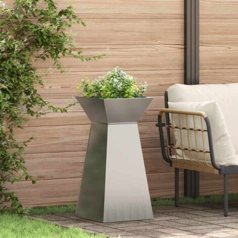 Garden Pillar Planter with Bowl 35x35x73 cm Galvanised Steel vidaXL