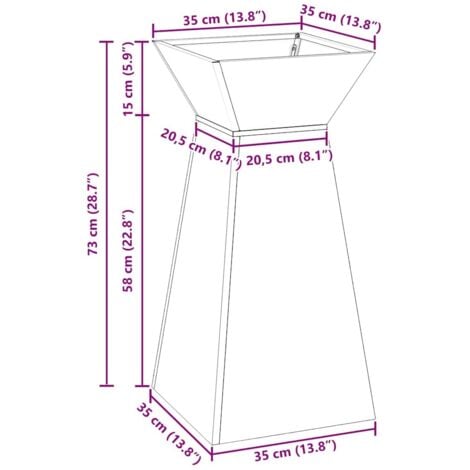 Garden Pillar Planter with Bowl 35x35x73 cm Galvanised Steel vidaXL