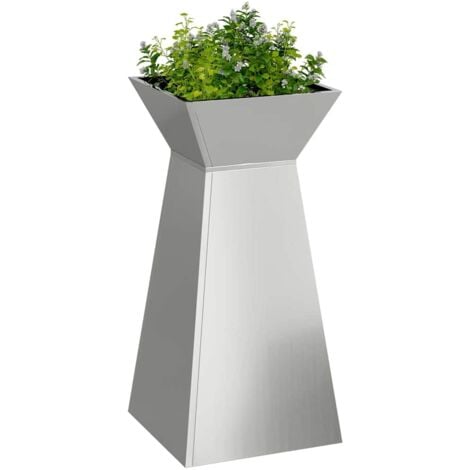 Garden Pillar Planter with Bowl 35x35x73 cm Galvanised Steel vidaXL