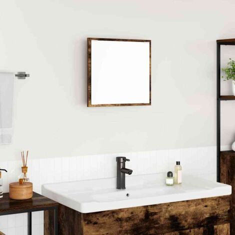 LED Bathroom Mirror Smoked Oak 40 x 37 x 8.5 cm Engineered Wood vidaXL