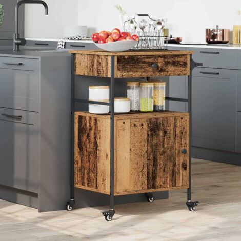 Kitchen Trolley Old wood 56 x 43 x 89.5 cm Engineered wood vidaXL