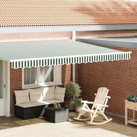 vidaXL Awning Valance Green and white 4.3 x 0.2 m Canvas