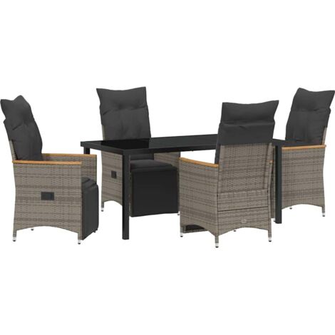 Garden Dining Set with Cushion 5 pcs Grey Poly rattan vidaXL (1/5)