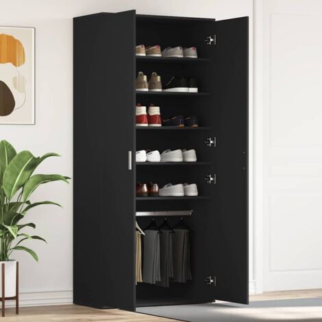 Shoe Cabinet with Door Black 80 x 39 x 180 cm Engineered wood vidaXL