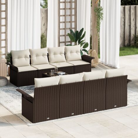 Garden Sofa Set with Cushion 9 pcs Brown Poly Rattan vidaXL (1/5)