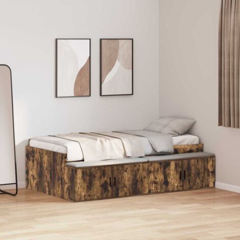 Bed Frame with Drawer Smoked Oak 90 x 190 cm Engineered Wood vidaXL