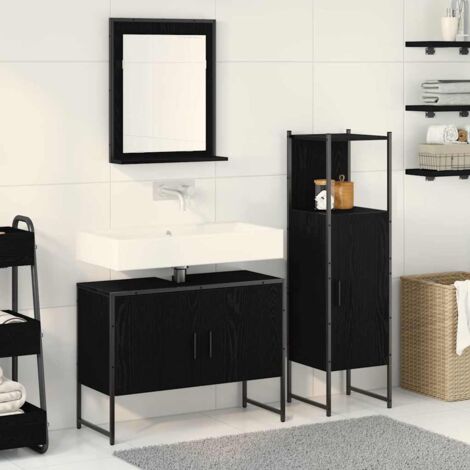 Bathroom Furniture Set with Shelf 3 pcs Black Engineered wood vidaXL (1/5)