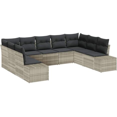 Garden Sofa Set with Cushion 9 pcs Light Grey Poly Rattan vidaXL (1/5)