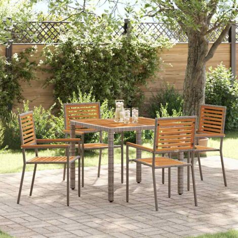 Garden Dining Set 5 pcs Grey Poly Rattan vidaXL