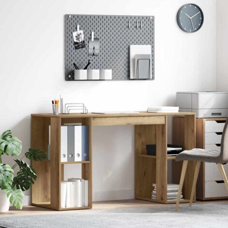 Desk with Storage with Shelf Artisan oak 130 x 50.5 x 75 cm vidaXL