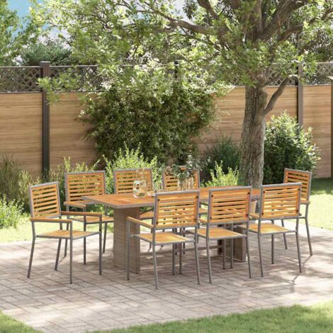 Garden Dining Set 9 pcs Grey Poly Rattan vidaXL (1/5)