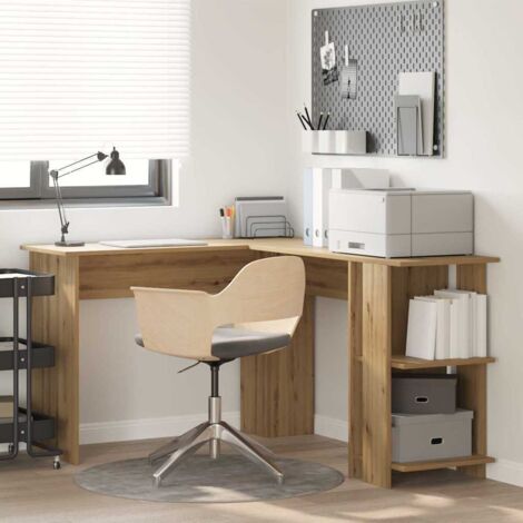 Corner Desk with Storage Artisan oak 140 x 113.5 x 75 cm vidaXL