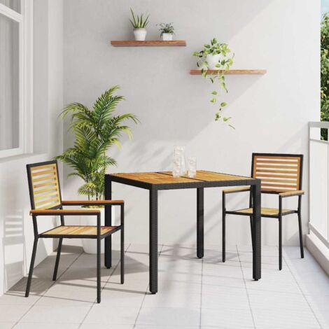 Garden Dining Set 3 pcs Black Poly Rattan vidaXL
