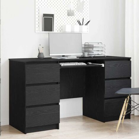 Desk Black oak 140 x 50 x 76 cm Engineered wood vidaXL