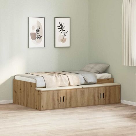 Bed Frame with Drawer Artisan Oak 90 x 190 cm Engineered Wood vidaXL