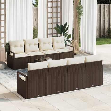 Sofa Set 7 pcs Brown and Cream Poly Rattan vidaXL (1/5)