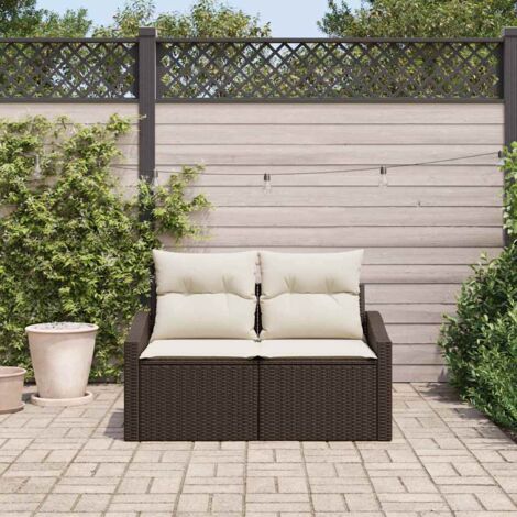 Garden Sofa with Cushion Brown 123 x 62 x 69cm Poly Rattan vidaXL (1/5)