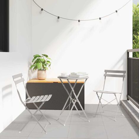 Folding Bistro Set 3 pcs Beige Steel vidaXL (1/5)