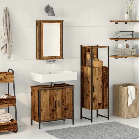 Bathroom Furniture Set with Door 3 pcs Brown 33 x 33 x 120.5 cm vidaXL (1/5)