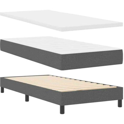 Box Spring Bed with Mattress Dark grey 90 x 200 cm vidaXL (1/5)