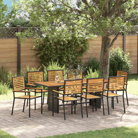 Garden Dining Set 9 pcs Black and Brown Poly Rattan vidaXL (1/5)