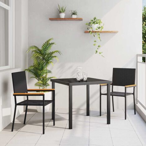 Garden Stacking Chairs 2 pcs Black and Brown vidaXL