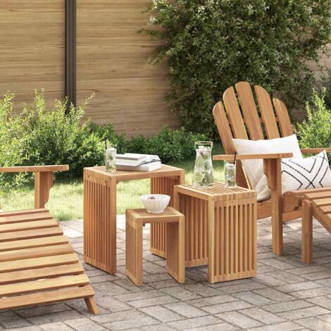 Vidaxl – Garden side table 3 pcs – Solid teak wood – 33 x 44.5 x 51 cm – Modern design for outdoor use – Easy assembly (1/5)