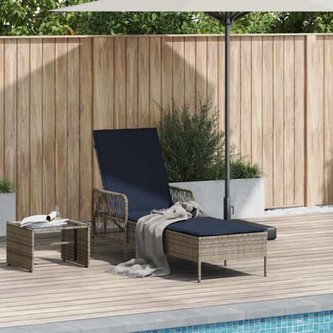 Sun lounger Reclining 1-person Grey 157 x 55 x 92cm Poly Rattan vidaXL